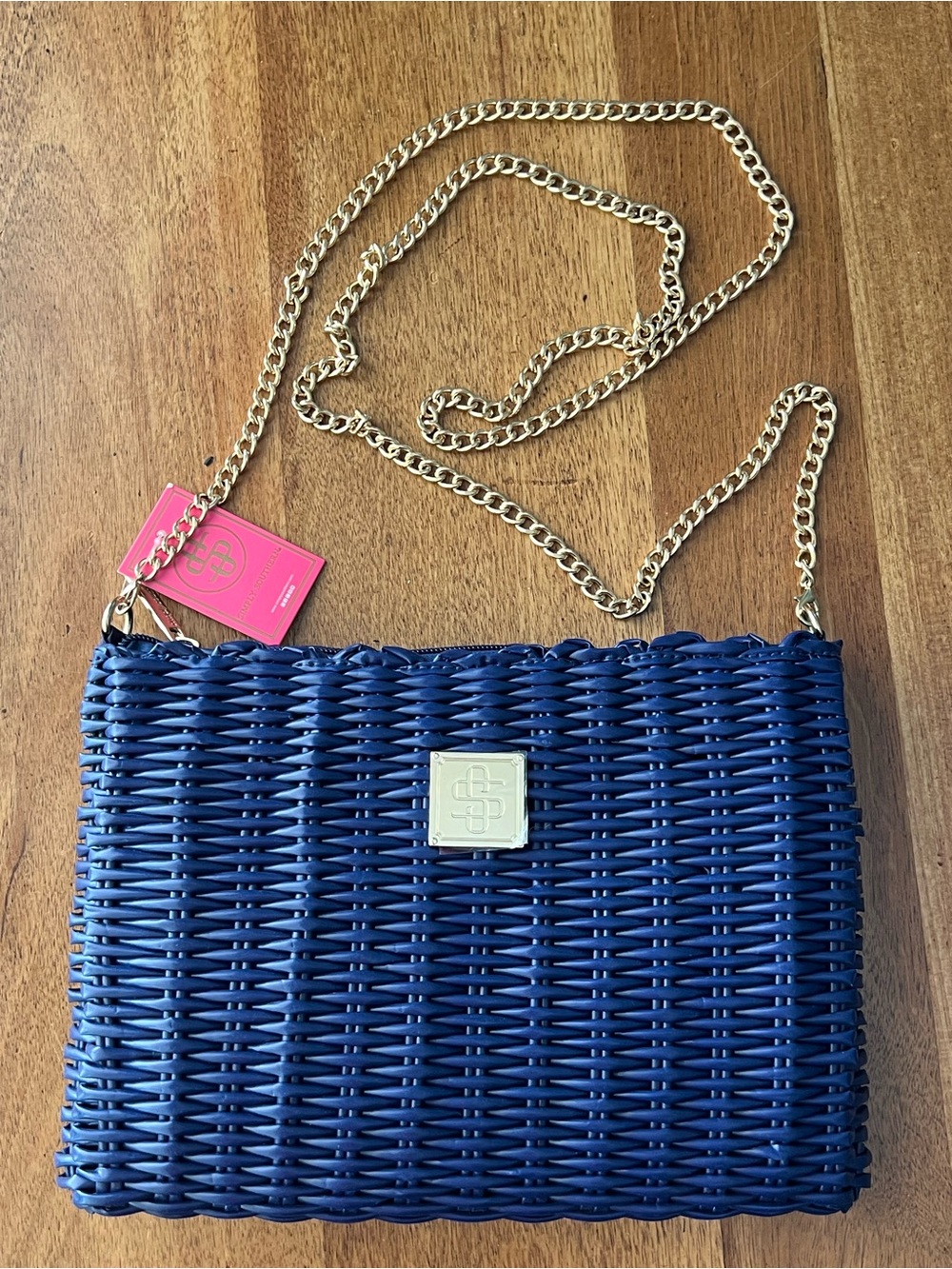 Simply Southern Navy Wicker Chain Crossbody Bag new with tags